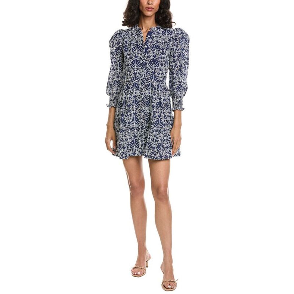 Sail To Sable Womens  Embroidered Mini Dress, Navy